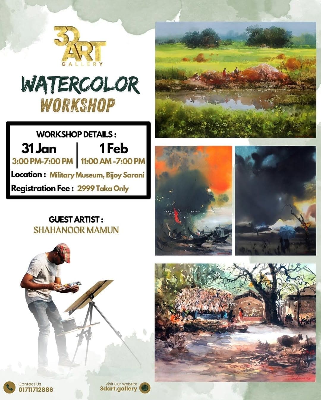 Shahanoor Mamun watercolor workshop x 3D Art Gallery.